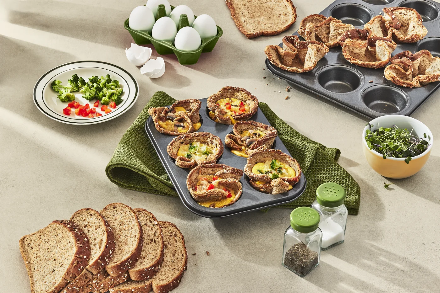 Protein-rich vegetable mini quiches